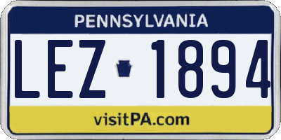 PA license plate LEZ1894
