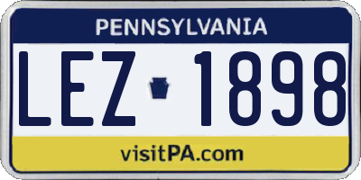 PA license plate LEZ1898