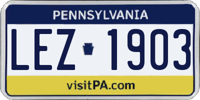 PA license plate LEZ1903