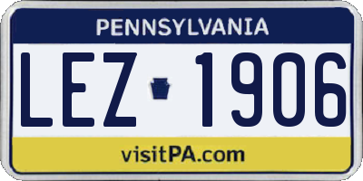 PA license plate LEZ1906
