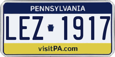 PA license plate LEZ1917
