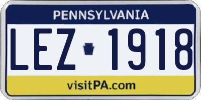 PA license plate LEZ1918