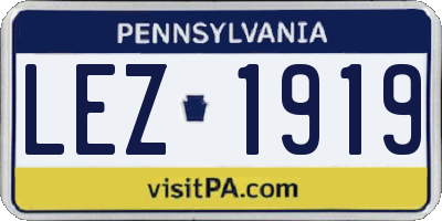 PA license plate LEZ1919