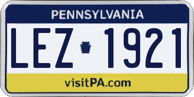 PA license plate LEZ1921