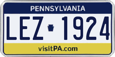 PA license plate LEZ1924