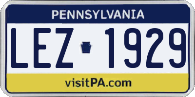 PA license plate LEZ1929