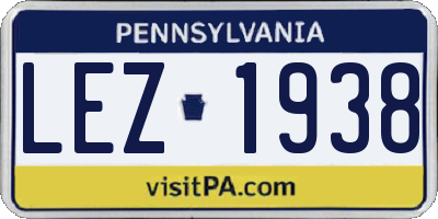 PA license plate LEZ1938