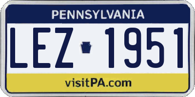 PA license plate LEZ1951