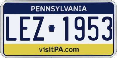 PA license plate LEZ1953