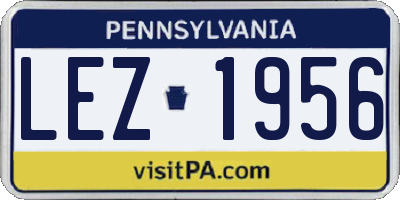 PA license plate LEZ1956