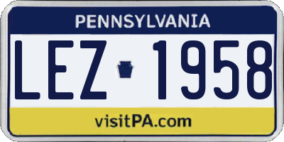 PA license plate LEZ1958