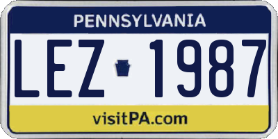 PA license plate LEZ1987