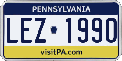 PA license plate LEZ1990