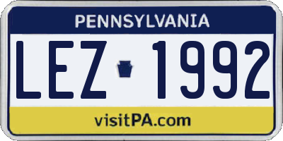 PA license plate LEZ1992