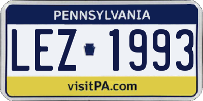 PA license plate LEZ1993