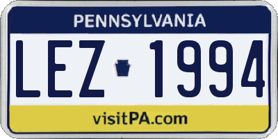 PA license plate LEZ1994