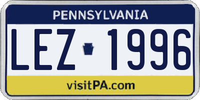 PA license plate LEZ1996