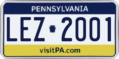 PA license plate LEZ2001