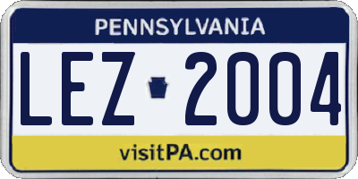 PA license plate LEZ2004