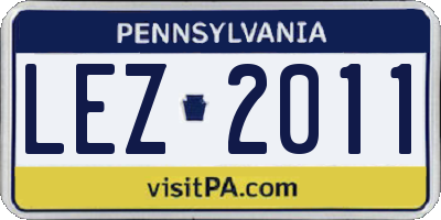 PA license plate LEZ2011