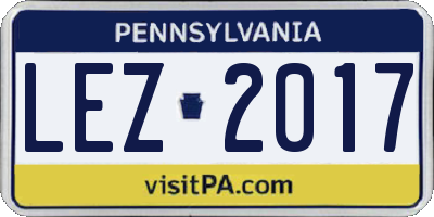 PA license plate LEZ2017