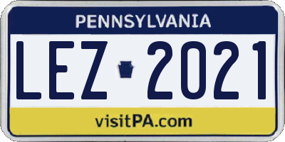PA license plate LEZ2021