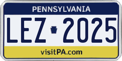 PA license plate LEZ2025
