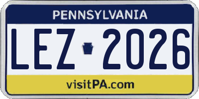 PA license plate LEZ2026