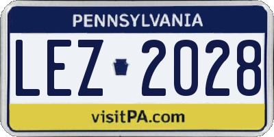 PA license plate LEZ2028
