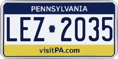 PA license plate LEZ2035