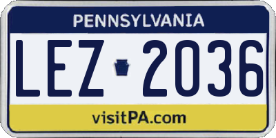PA license plate LEZ2036