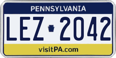 PA license plate LEZ2042