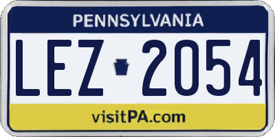 PA license plate LEZ2054