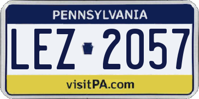 PA license plate LEZ2057