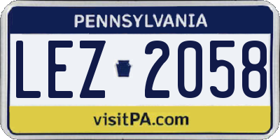 PA license plate LEZ2058