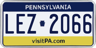 PA license plate LEZ2066