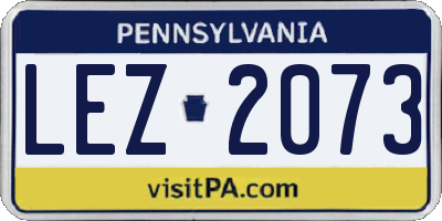 PA license plate LEZ2073