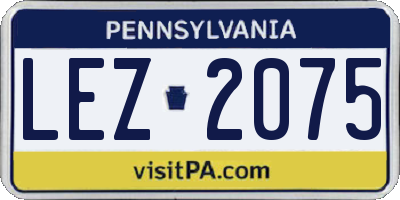 PA license plate LEZ2075