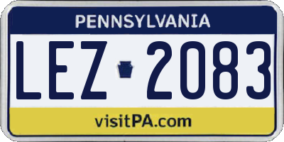 PA license plate LEZ2083
