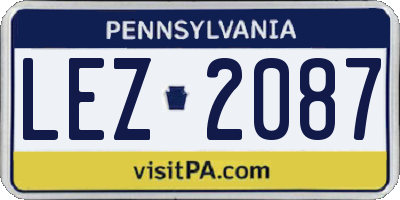 PA license plate LEZ2087