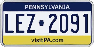 PA license plate LEZ2091