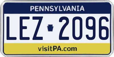 PA license plate LEZ2096