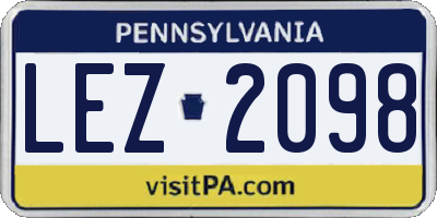 PA license plate LEZ2098