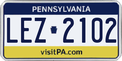 PA license plate LEZ2102
