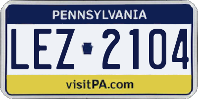 PA license plate LEZ2104