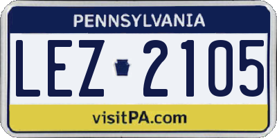 PA license plate LEZ2105