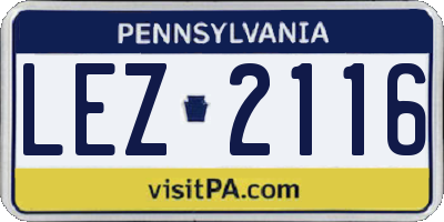PA license plate LEZ2116