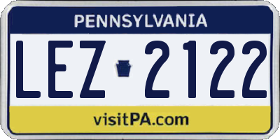 PA license plate LEZ2122
