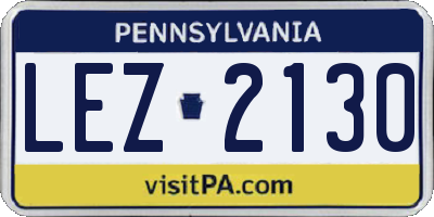 PA license plate LEZ2130