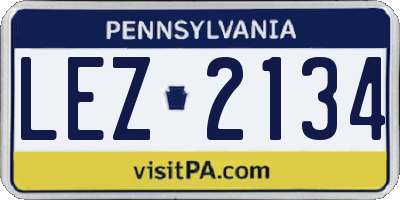 PA license plate LEZ2134